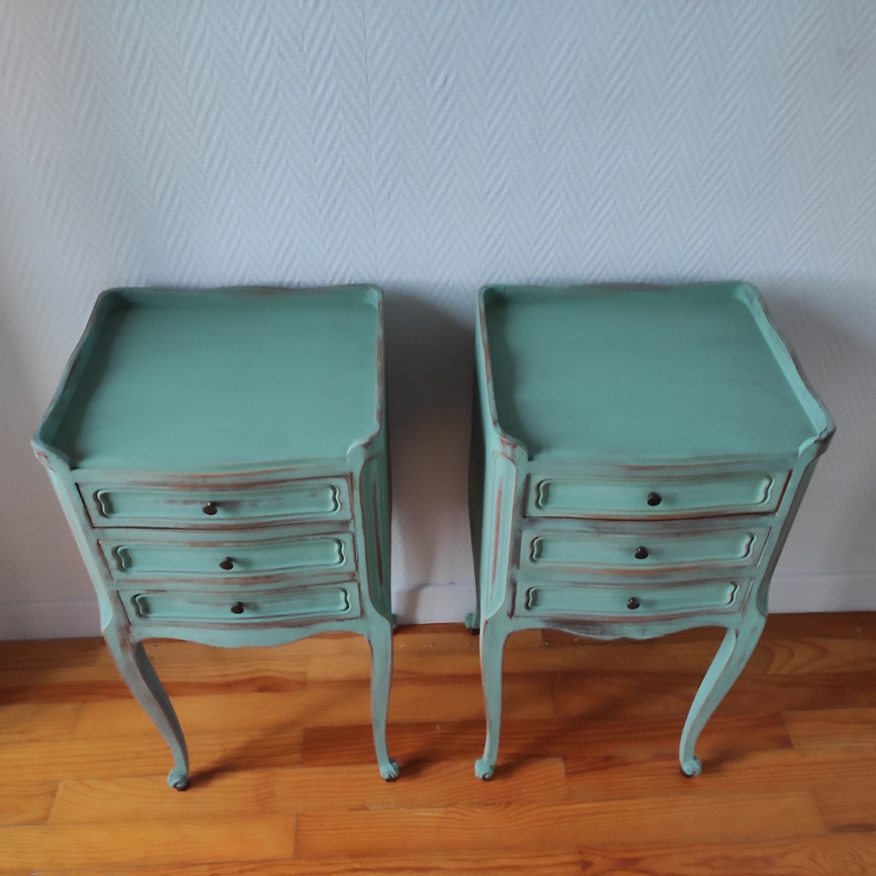 Pair of weathered bedside tables