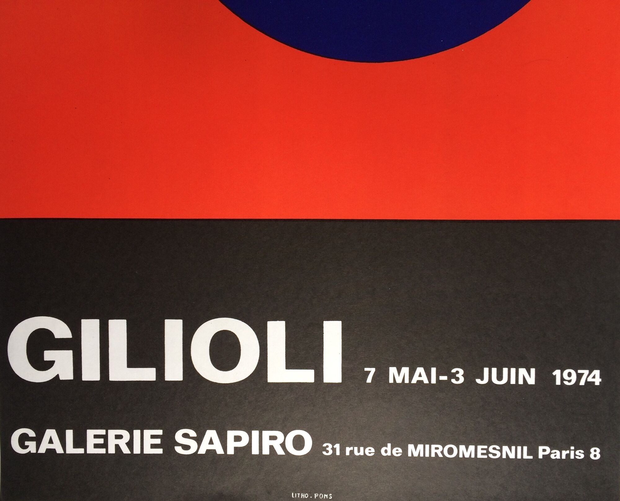 Emilio gilioli, sapiro gallery, 1974. original exhibition poster in lithography
