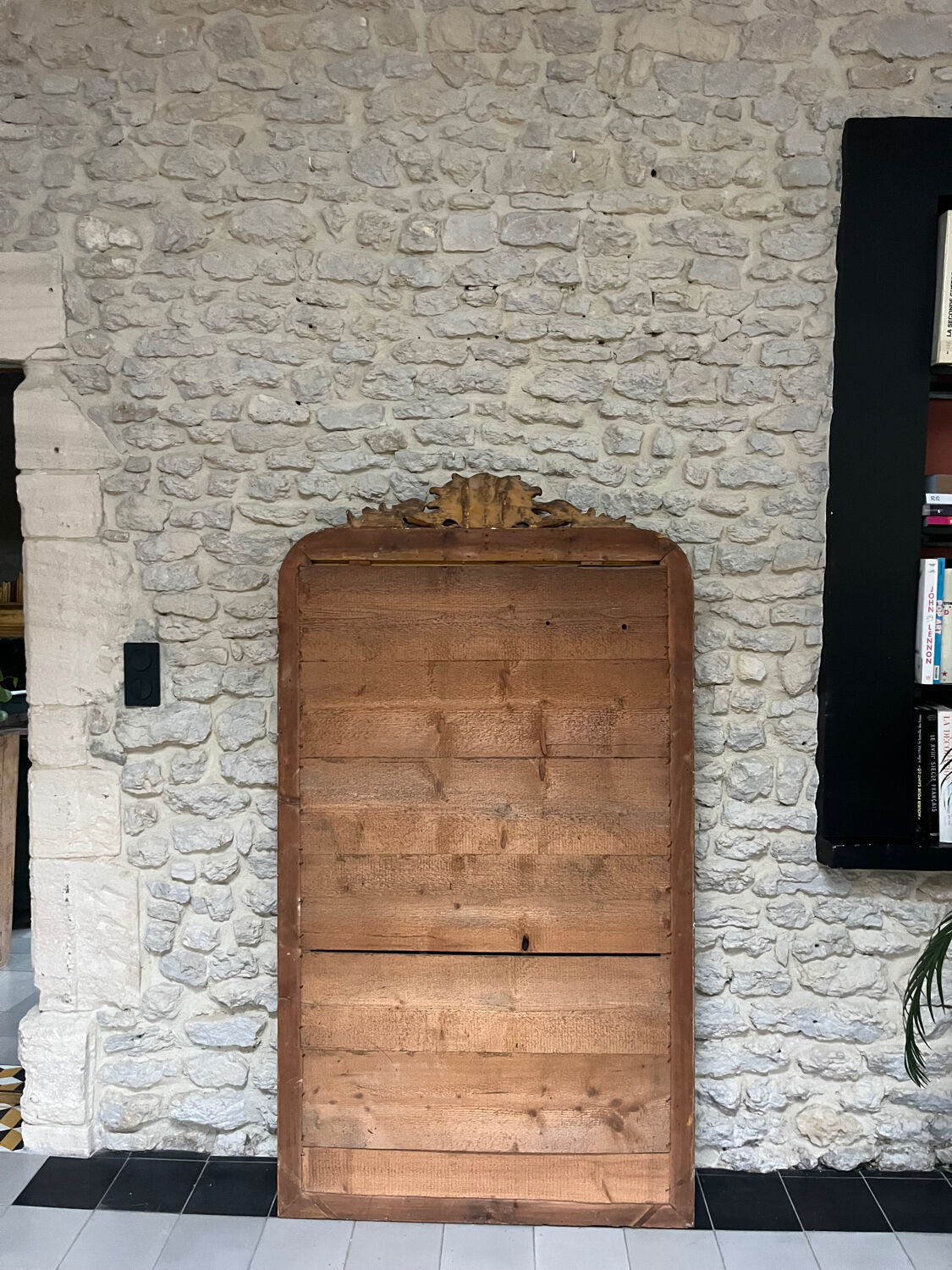 Antique mirror 173/94.5cm Louis-Philippe with a pediment and beaded overmantel.