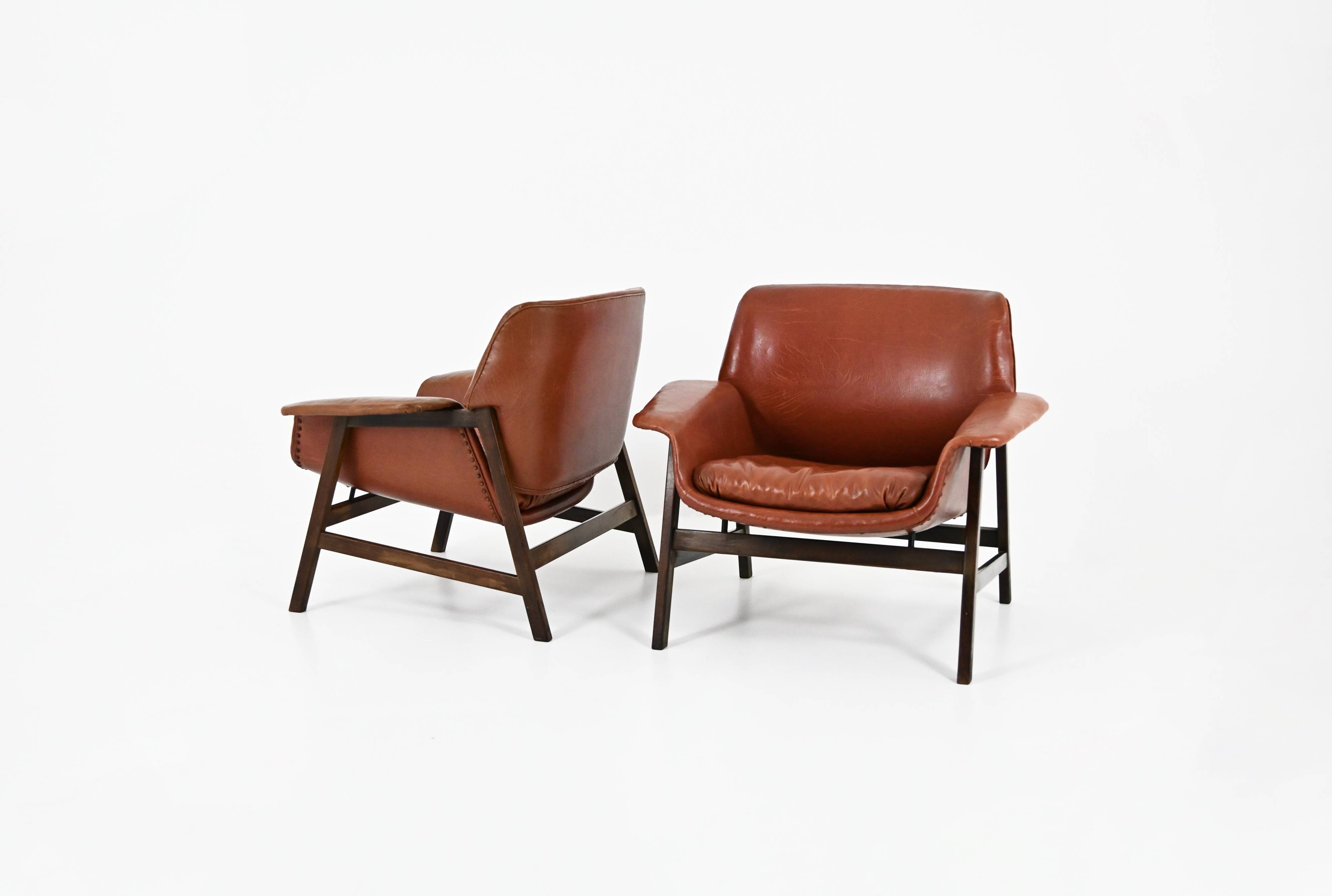Set of 2 “849” Armchairs by Gianfranco Frattini for Cassina, 1950s