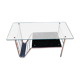 Table basse vintage double plateau verre et structure en métal doré