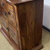 Buffet en bois d'acacia massif 4 portes, 2 tiroirs