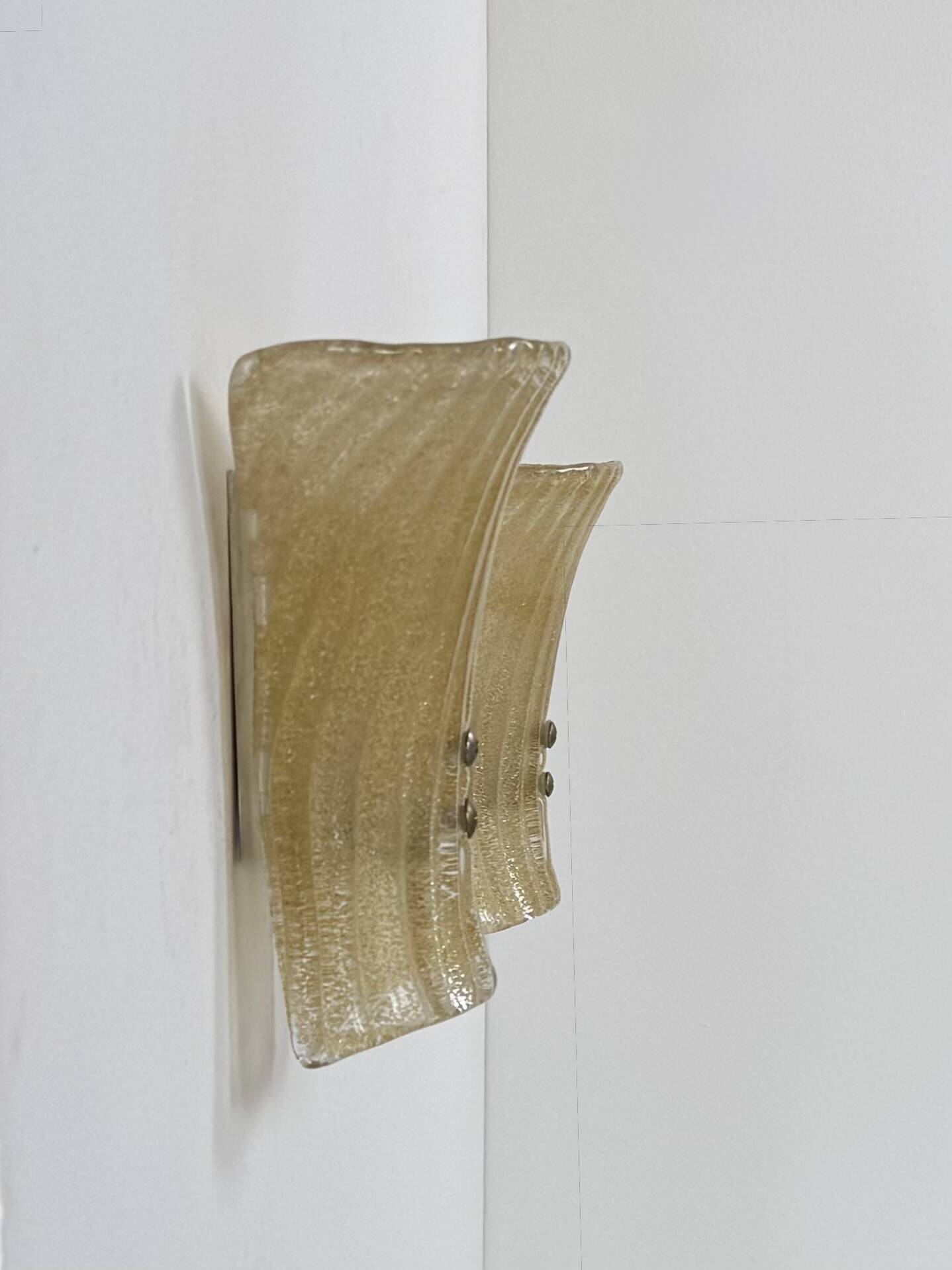 Pair of vintage Murano glass wall lights, pressed moulded, Italy, 1980.