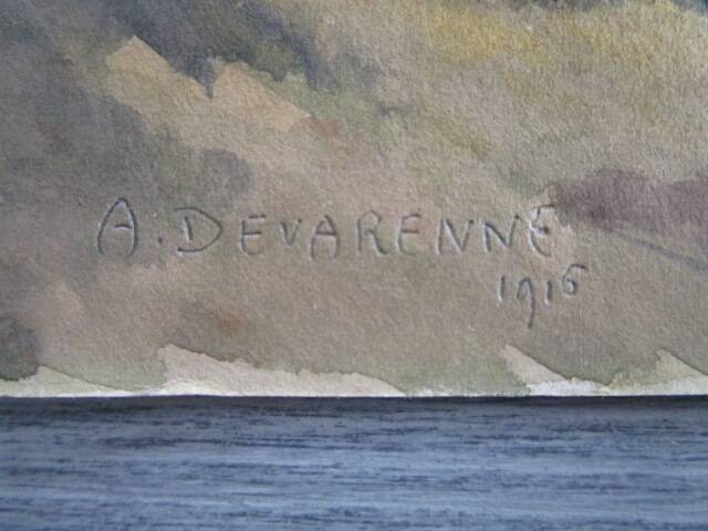 Watercolor signed A.DEVARENNE - Aber Wrack valley - 1916