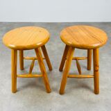 Pair of vintage pine stools
