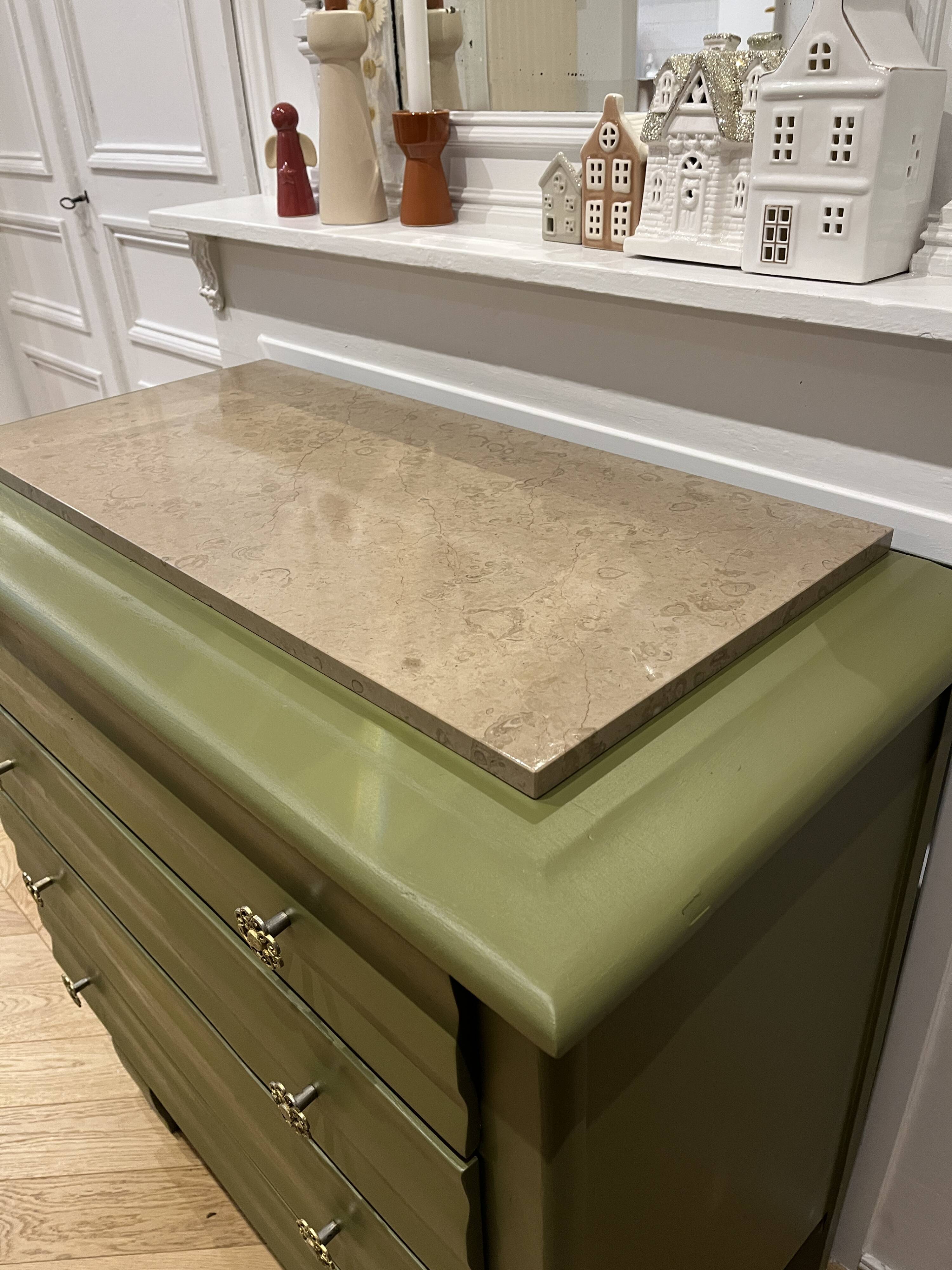 Art Deco chest of drawers - marble - wood green