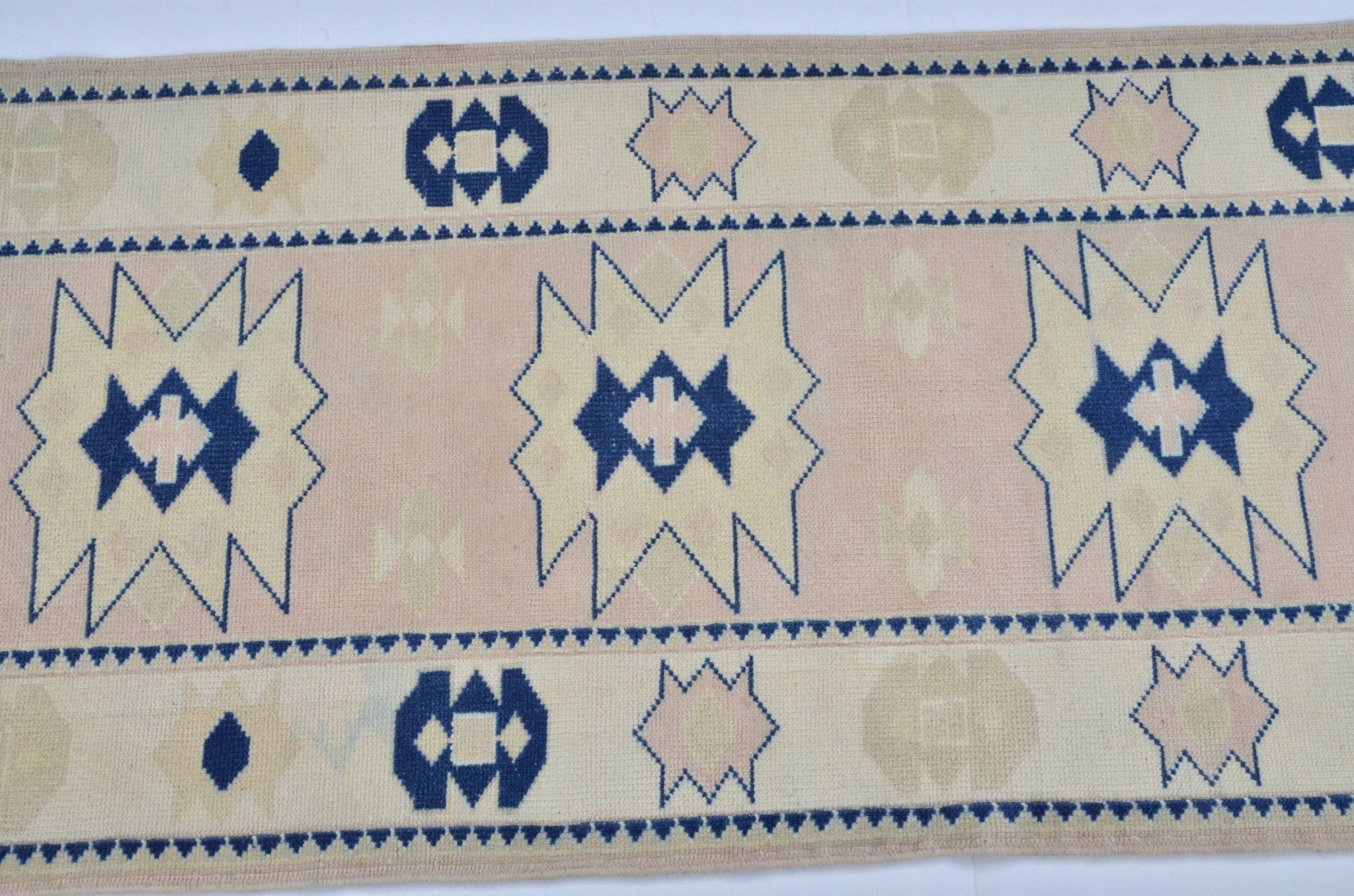 Beige And Blue Oushak Runner Rug sku 3324