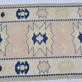 Beige And Blue Oushak Runner Rug sku 3324