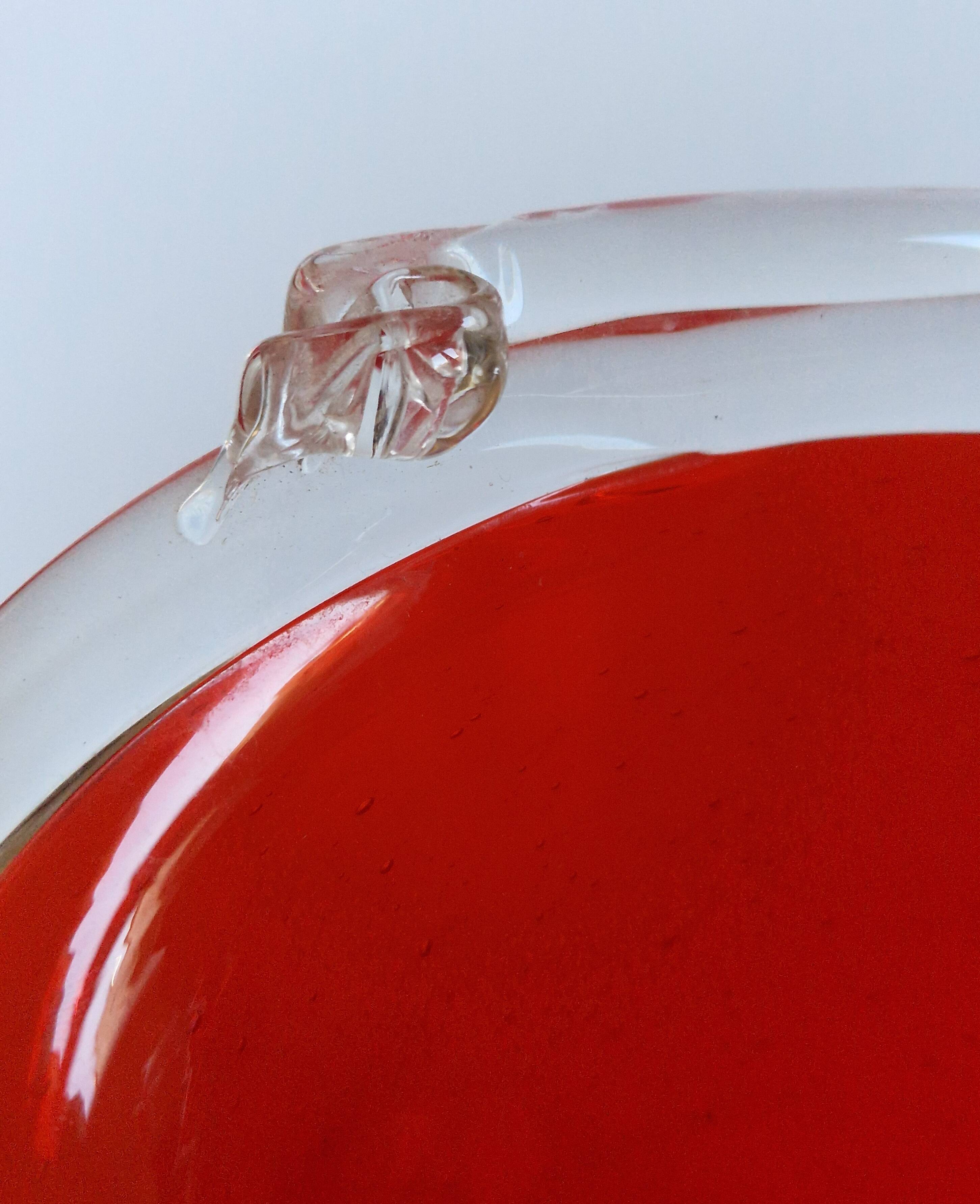 Vintage red Murano glass bowl Italy