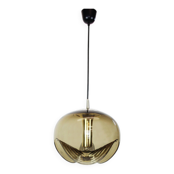 Smoked glass pendant chandeliers by Peill & Putzler, Germany, 1970s.