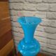 Large vintage blue and white opaline vase