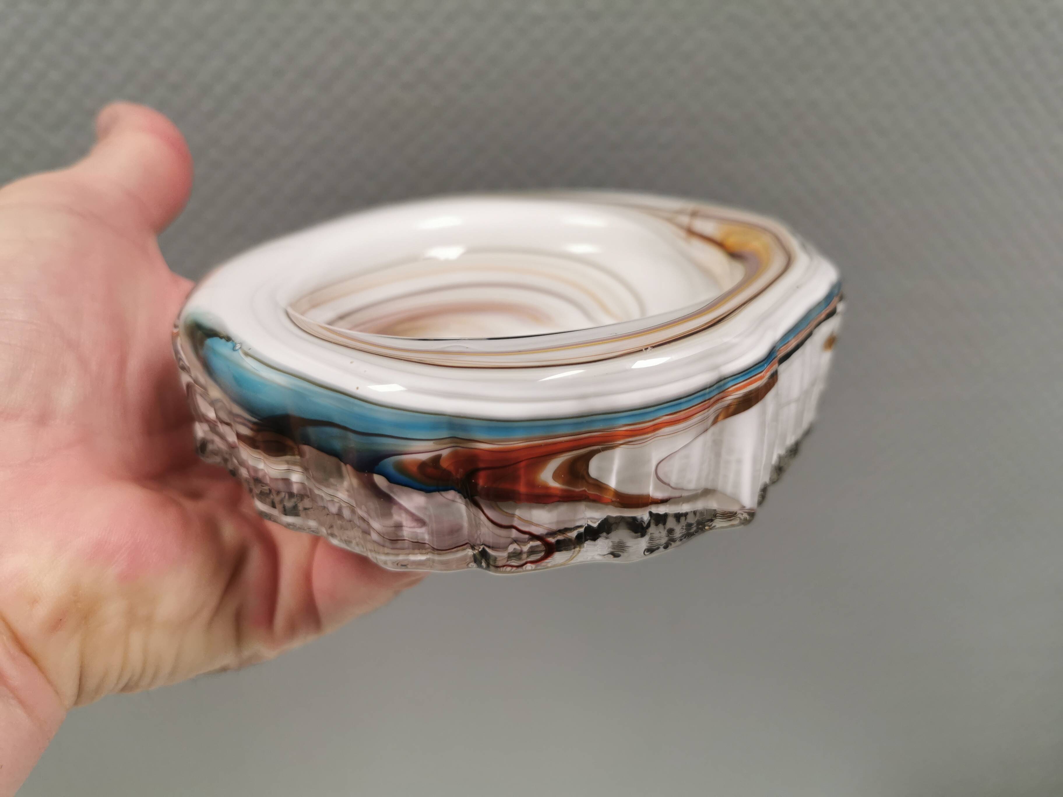 Rare glass art / ashtray by Michael Bang for Holmegaard Denmark 1968