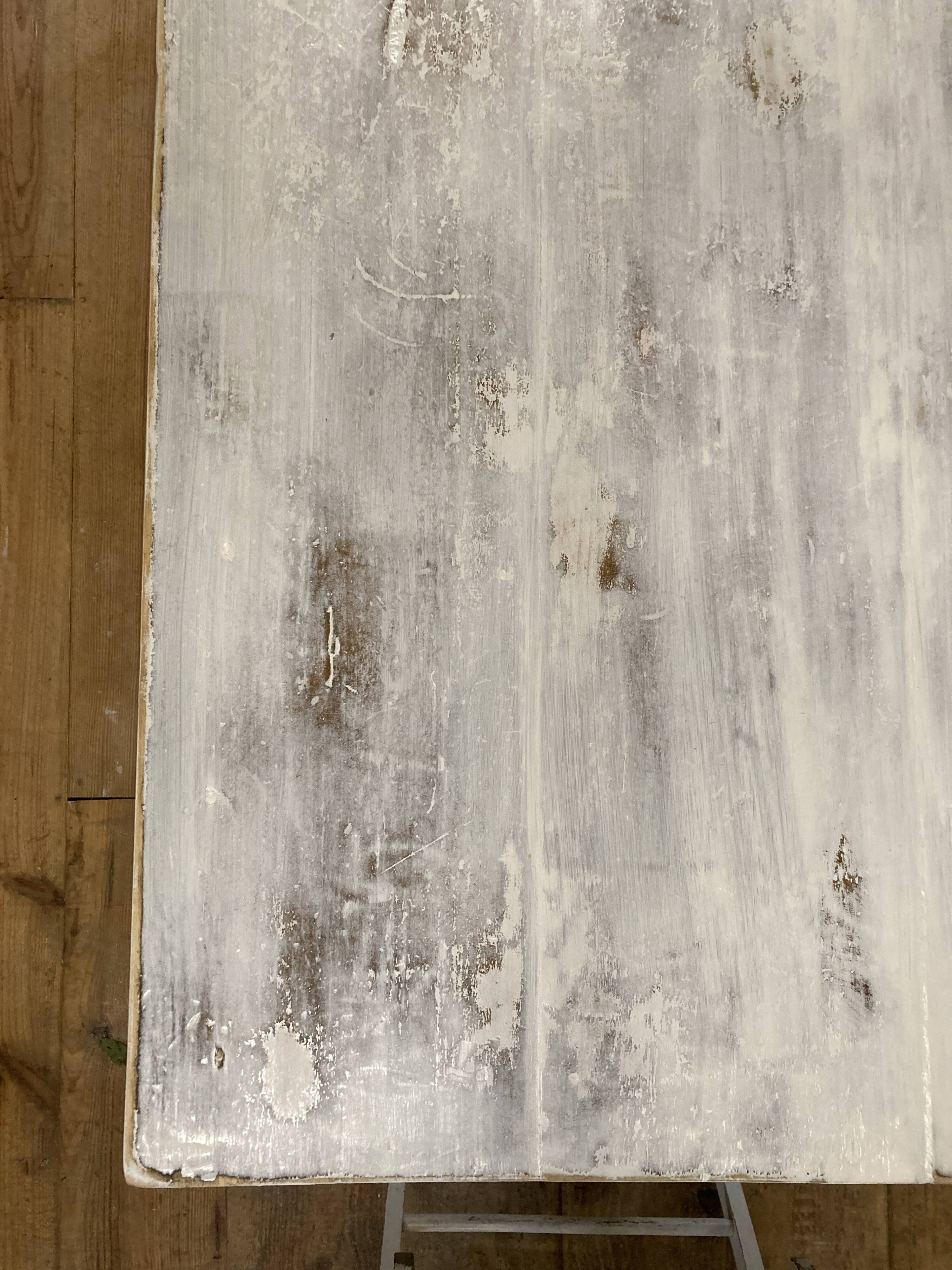 Farmhouse table 6 people white patinated in rectangular solid oak