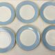 6 flat plates Limoges Haviland white and blue