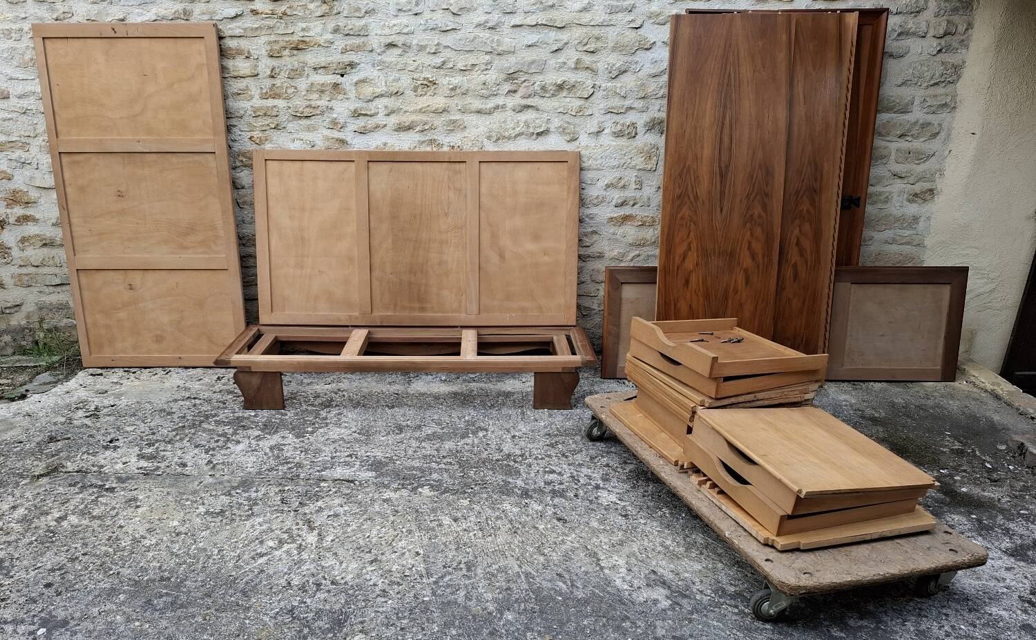 3-door walnut wardrobe