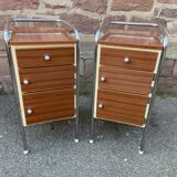 Pair of bedside tables Formica mid-Century vintage 1970 french bedside