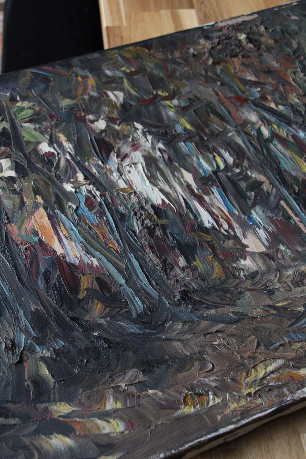 Abstract oil on canvas painting "The Forest" Amsterdam circa 1950