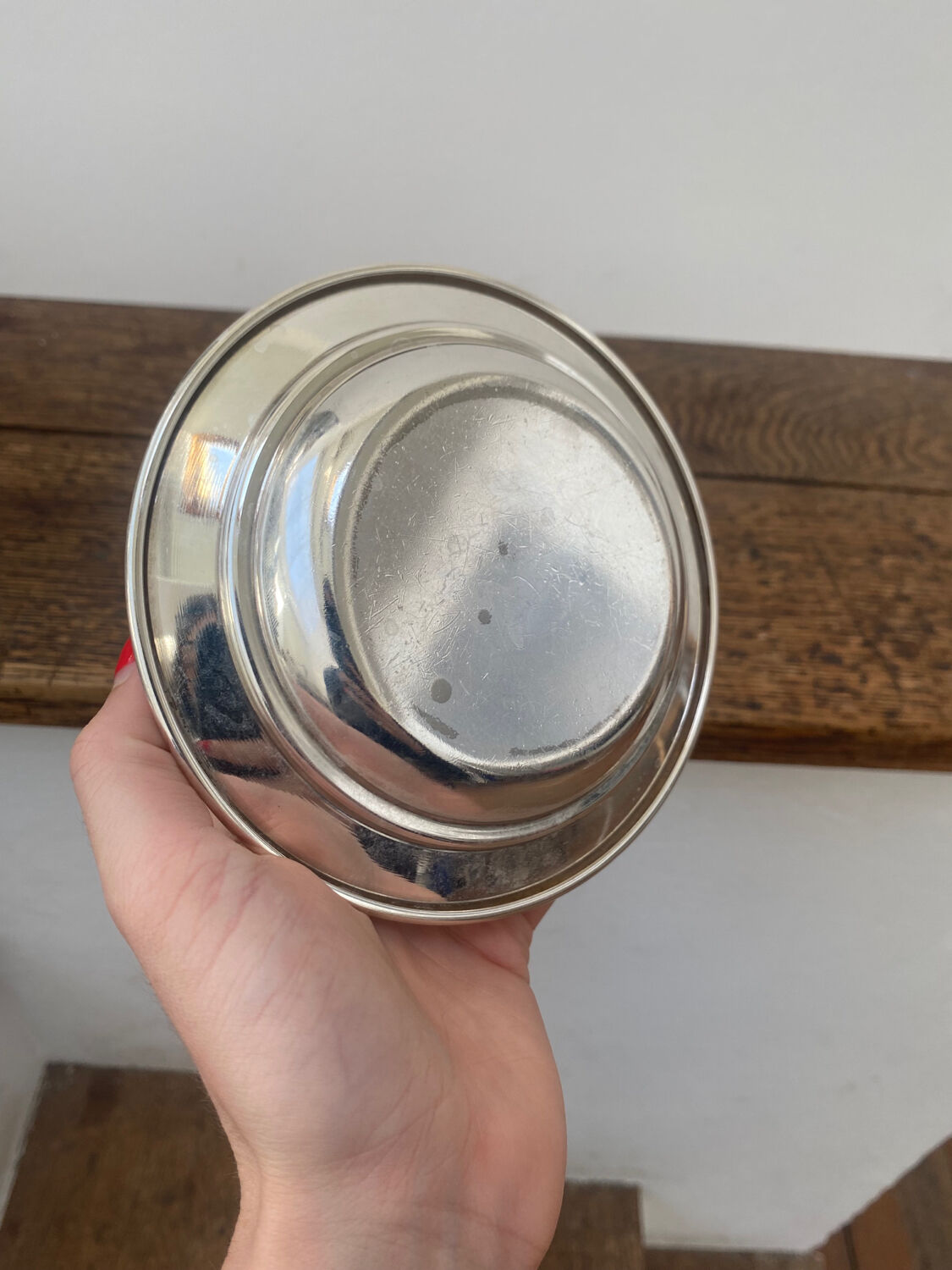 Silver metal butter dish