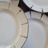8 Dessert Plates in Limoges Porcelain - Silver Rim, Mid-20th Century