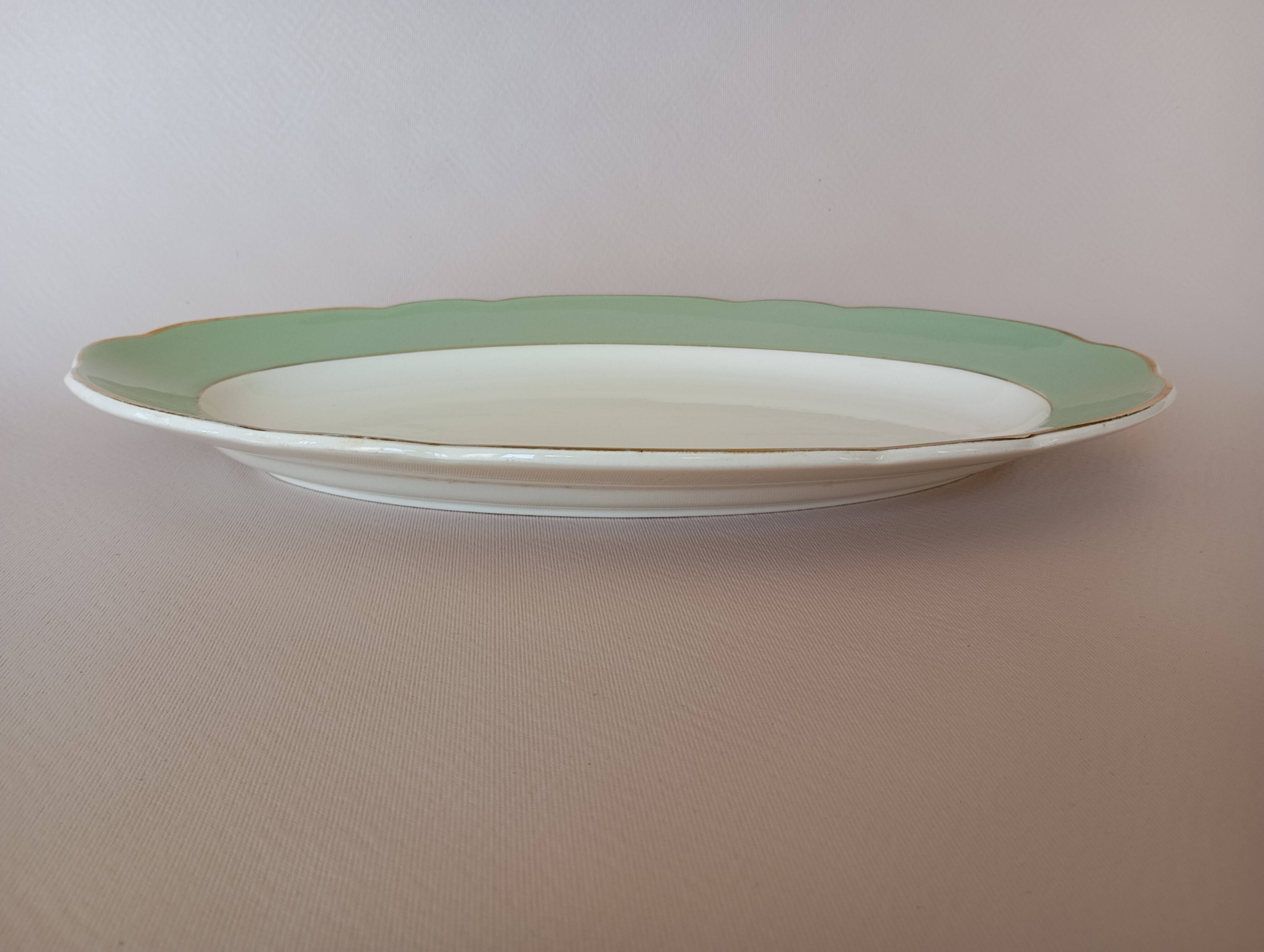 Villeroy & Boch Mettlach celadon and gold oval dish