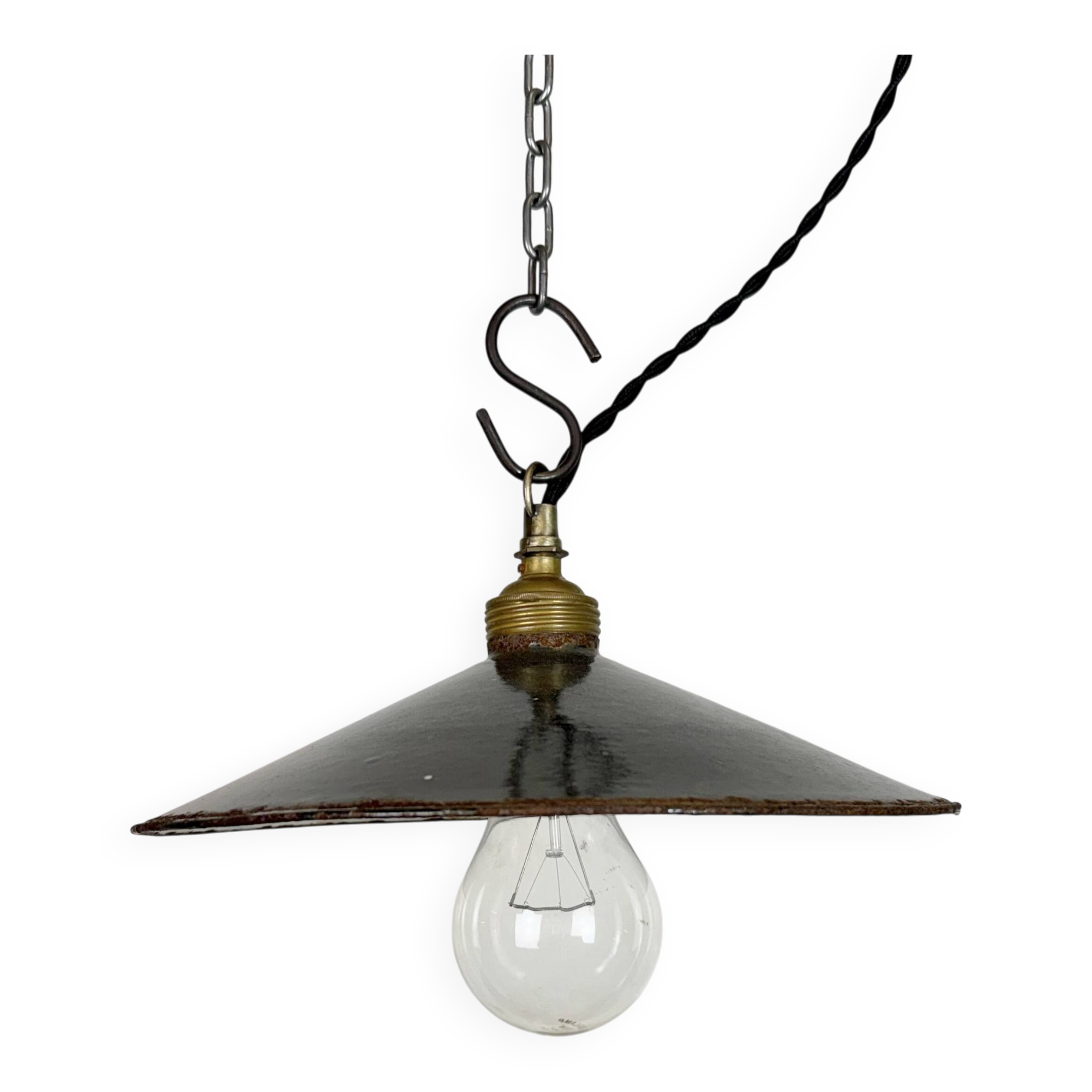 Industrial Black Enamel Light, 1930s