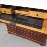 Chest of drawers secretary Louis Philippe in walnut and magnifying glass