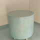 Pastel blue cylindrical coffee table "Tambour" – Artisan design.