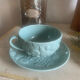 Set of 4 soup / consommé cups and saucers in ceramic.