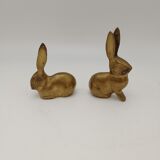Couple de lapins en laiton
