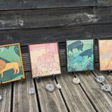 Set of 4 vintage frames ~ 70 for jungle decoration