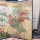 Two-panel screen with a decoration of plants and birds, Japan.
