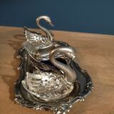 Set salt shaker Pepper boxes metal and swan glass dp 012336