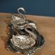 Set salt shaker Pepper boxes metal and swan glass dp 012336