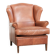 Light cognac-coloured cow leather wingback armchair with matching piping