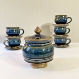Part of a signed enameled stoneware coffee service