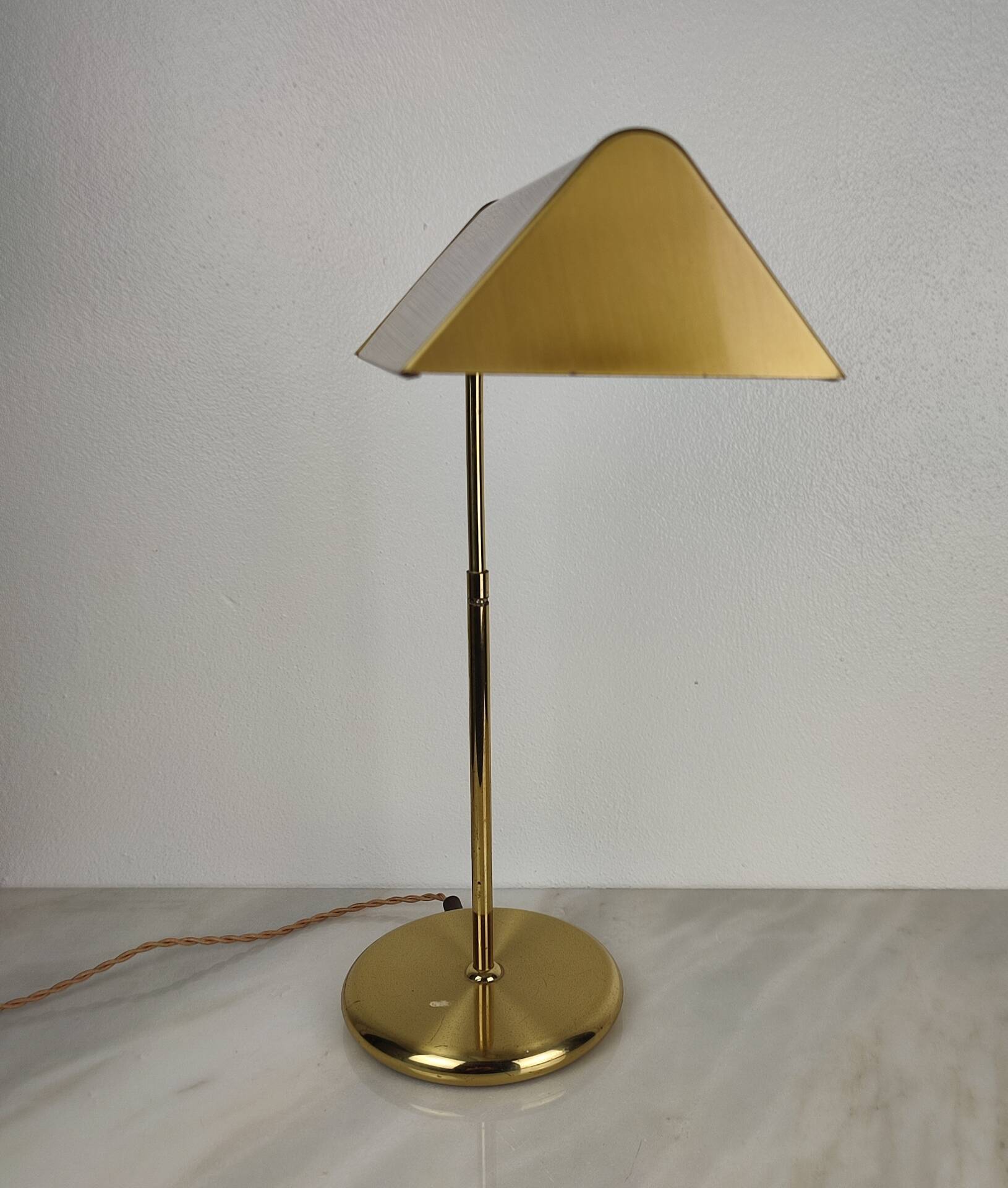 Lampe de Bureau Ajustable en Laiton Doré – Design Allemand, Années 70