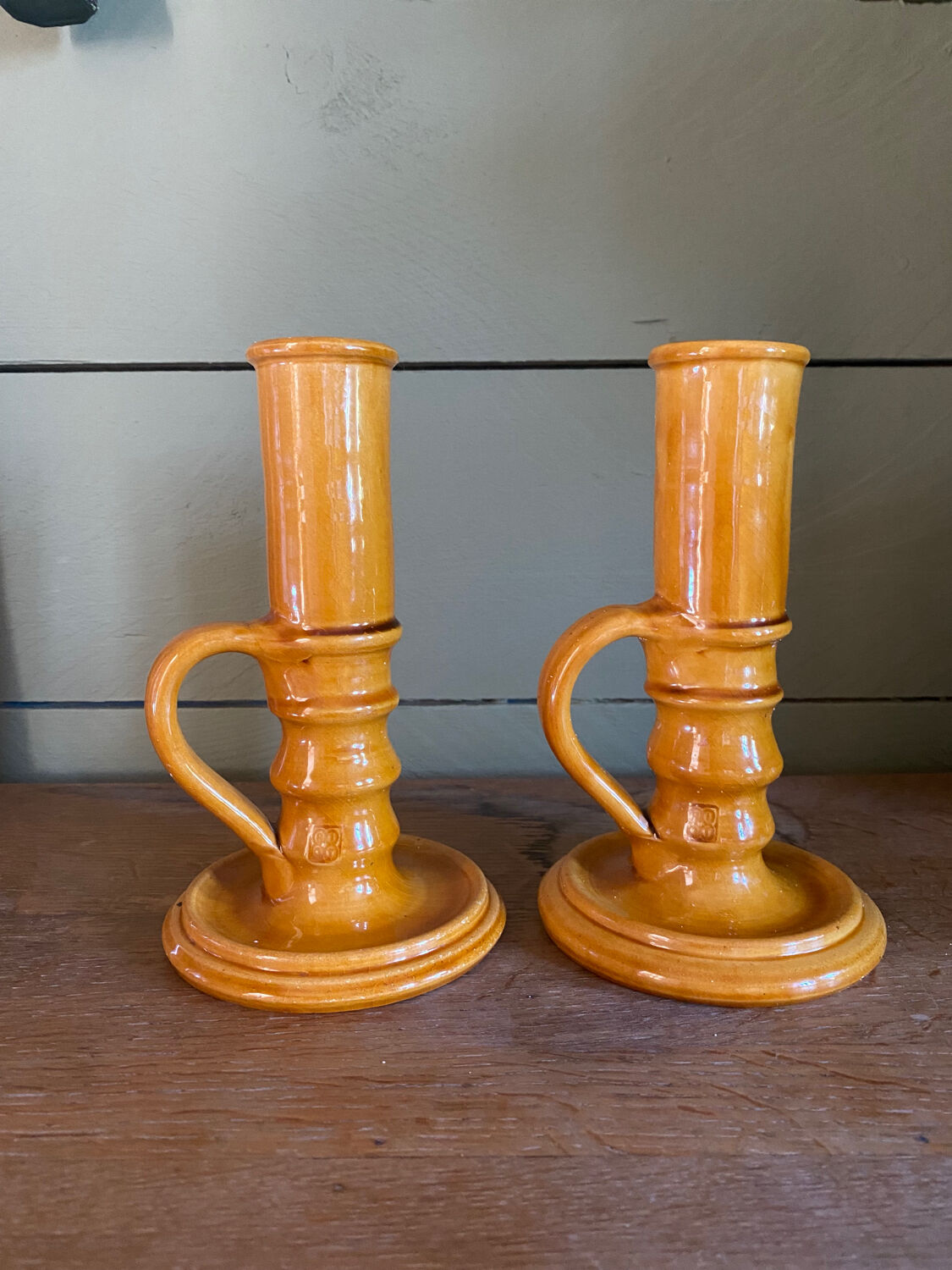 Pair of ceramic candle holders from Biot