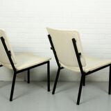 Set of 2 Industrial minimalist black metal tube frame chairs, 1960s