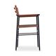 Set of 3 Counter Bar Stools with Backrest Natural Tan Saddle Black Rubber Metal
