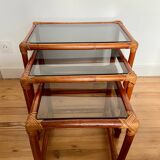 Bamboo and rattan nesting tables