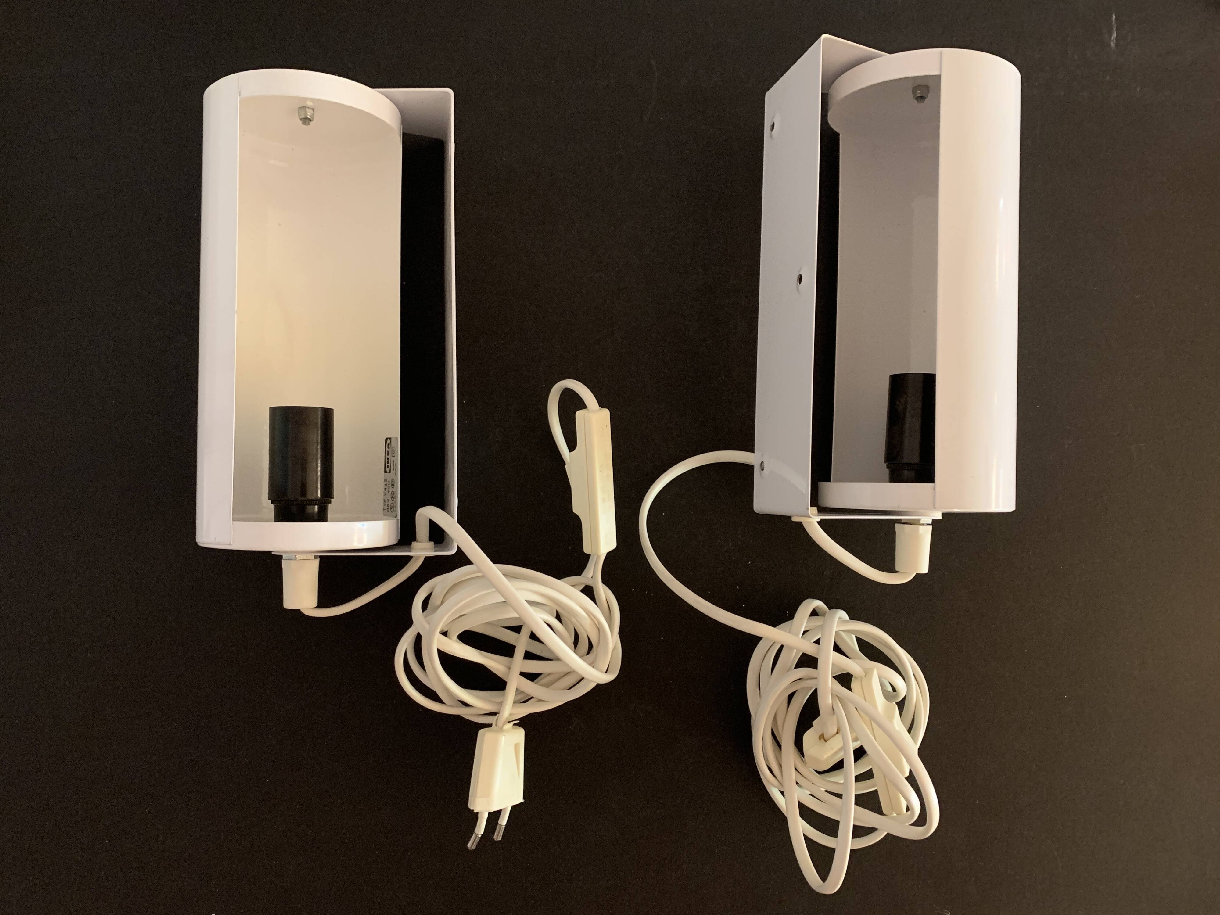 Paire d'appliques murales blanches rouleaux Ikea 1980