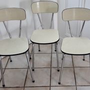 Lot de 3 chaises jaunes pâles en Formica années 70