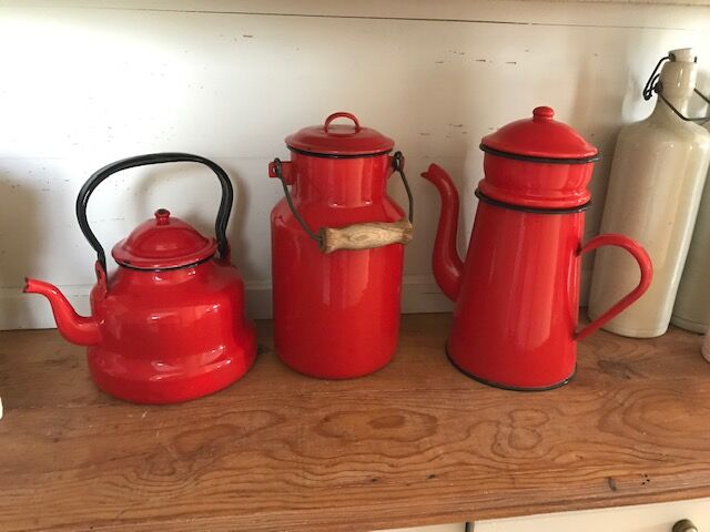 Vintage enamelled milk pot