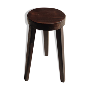 Tabouret tripode haut en bois massif