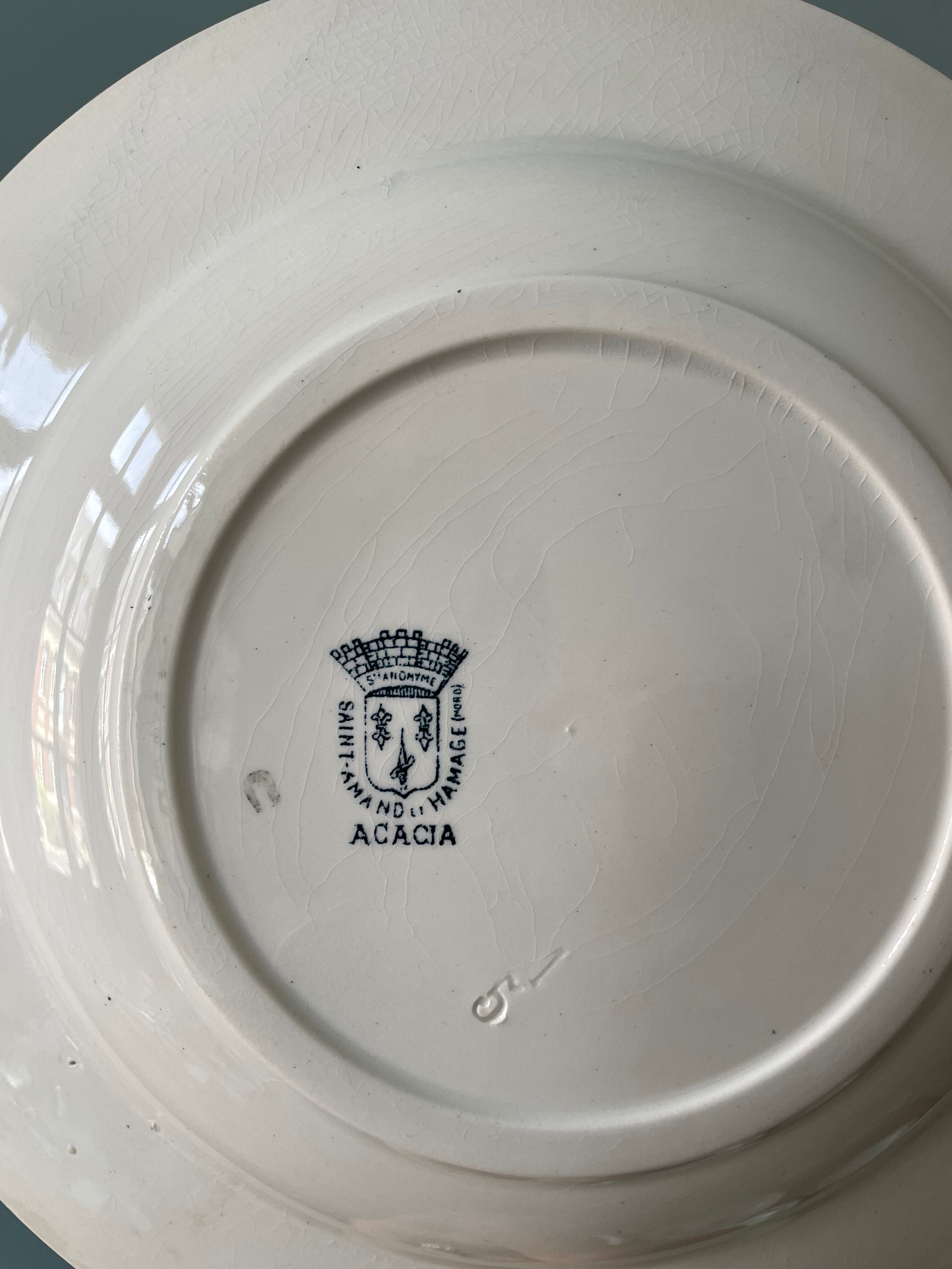 Set of 7 mismatched hollow plates Terre de Fer XIXth