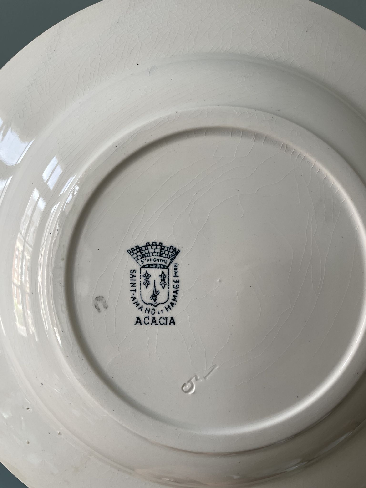Set of 7 mismatched hollow plates Terre de Fer XIXth