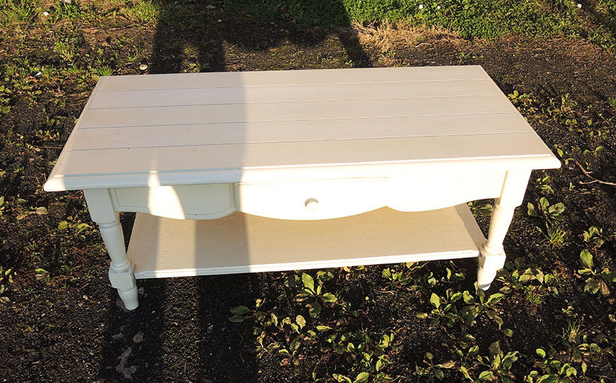 Old white painted wooden coffee table