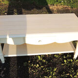 Ancienne Table Basse en Bois Peint Blanc