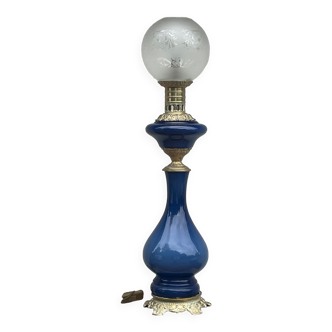 Baluster lamp blue and bronze porcelain