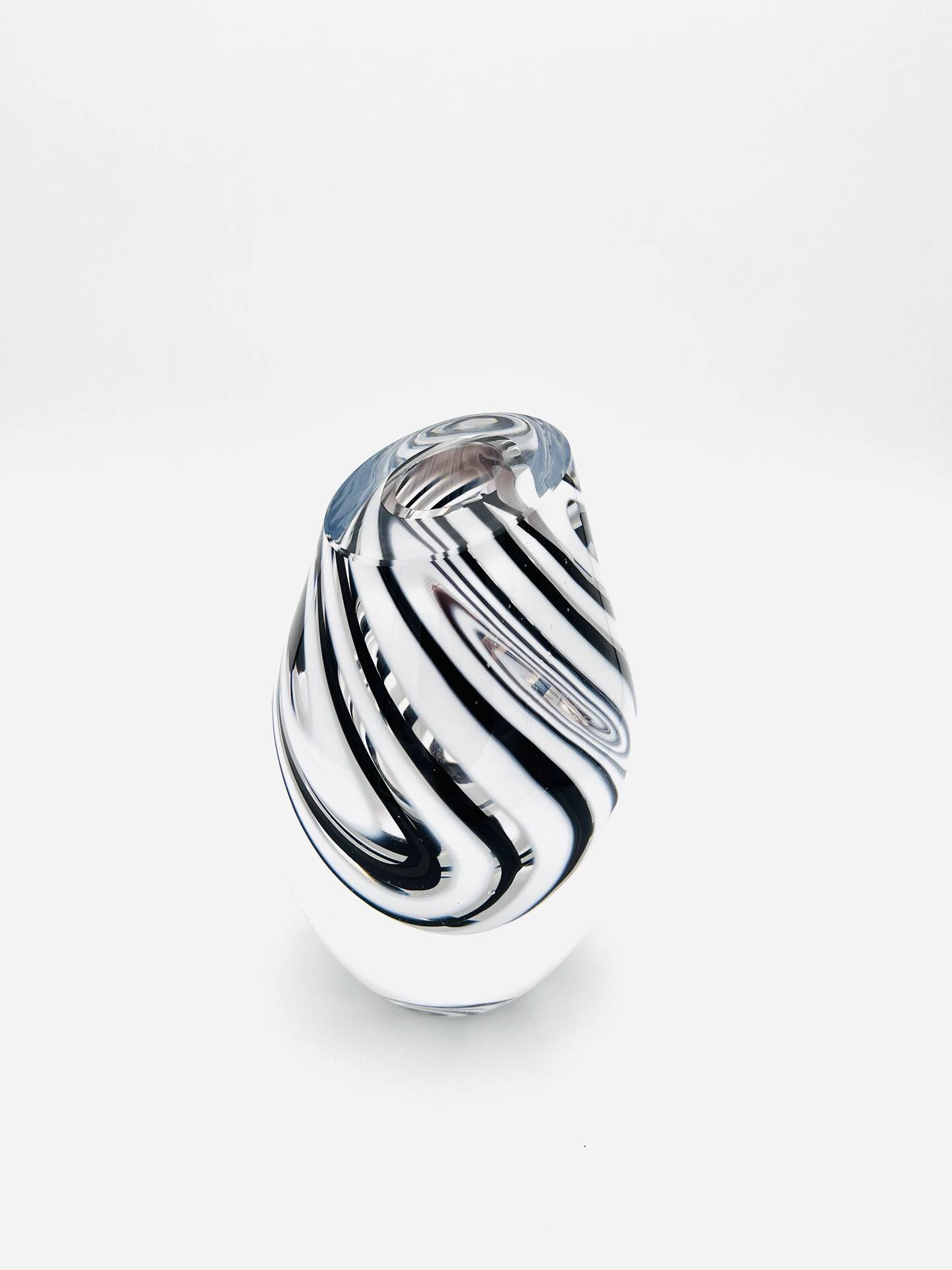 Murano Vase - Sommerso with Stripes - Black & White - 1990